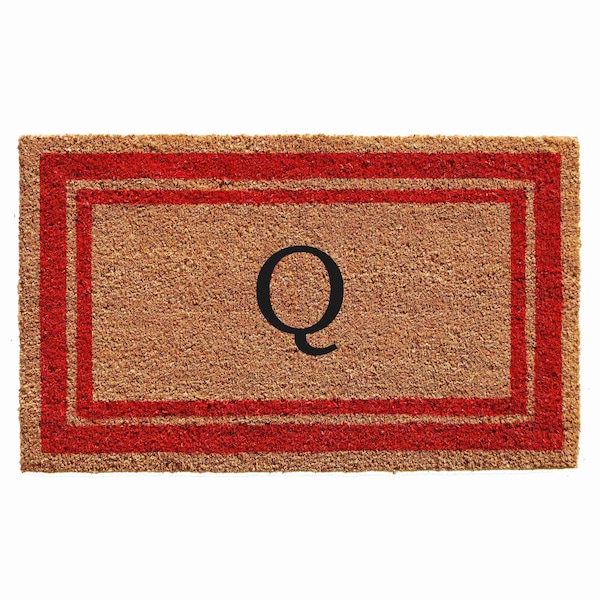 Calloway Mills Monogram Door Mat, Natural, Red, 18 in W x 30 in L 153031830Q - main
